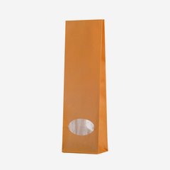 Block bottom bag, orange, window oval, medium