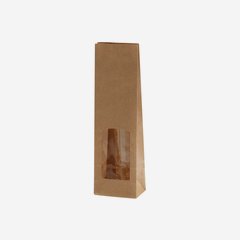 Block bottom bag, brown, window rectangular, small