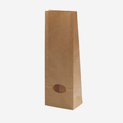 Block bottom bag, brown, window oval, big