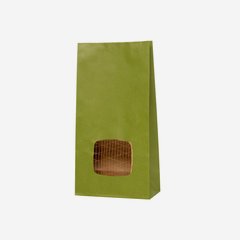 Block bottom bag, green, mesh window, 1kg
