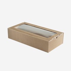 Gift box with open flute,brown,window,375/170/83