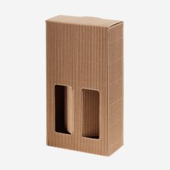 Present cardboard box eCo-wave - 2 bottles, brown