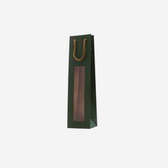 Bottle carrier bag, green, window, 100/90/380