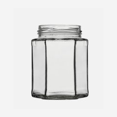 Hexagonal jar 278ml, white, mouth: TO63