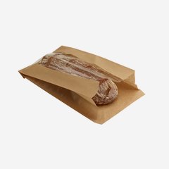 Side gusset bag 3 kg, brown, window, 230/105/400