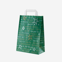 Carrier bag with stars design, green / white