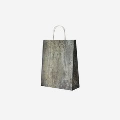 Carrier bag white with cord handles, timber design