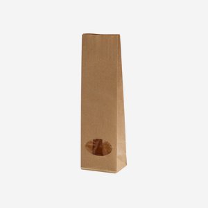 Block bottom bag, brown, window oval