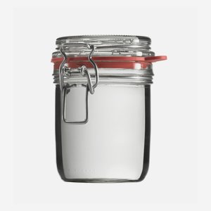 Wire bail jar 370ml, white, round