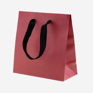 Gift carrier bag with wide ribbon, wine red