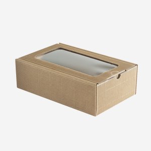 Gift box with open flute,brown,window,255/150/80