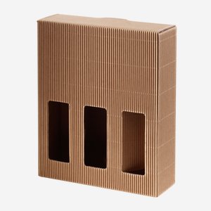 Present cardboard box eCo-wave - 3 bottles, brown