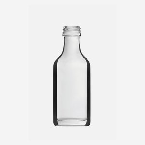 Liquor bottle square 20ml, white,  finish: PP 18
