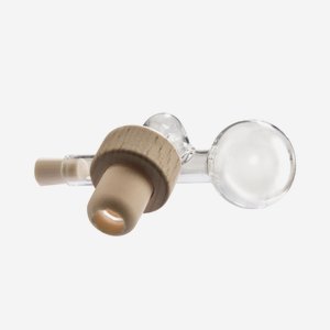 Glass pourer with smooth cork as lower part