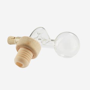 Glass pourer with ribbed cork as lower part