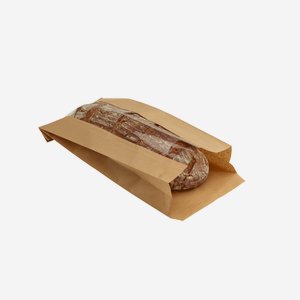Side gusset bag 1,5 kg, brown, window, 180/70/400