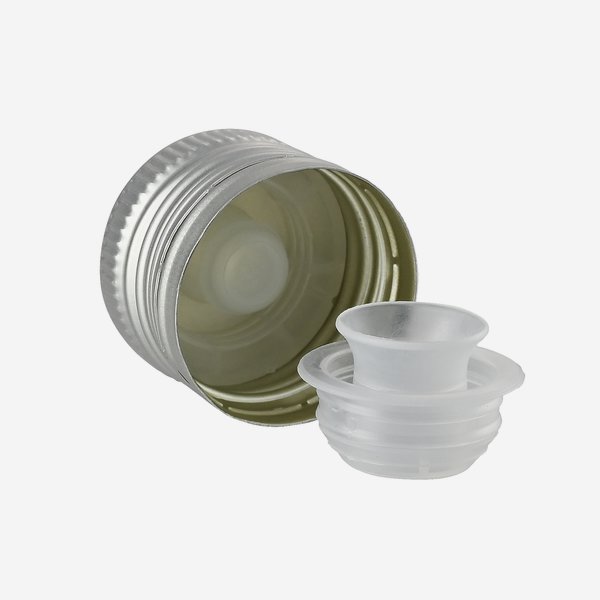 Screw cap with pourer insert ø31,5 x H24, silver