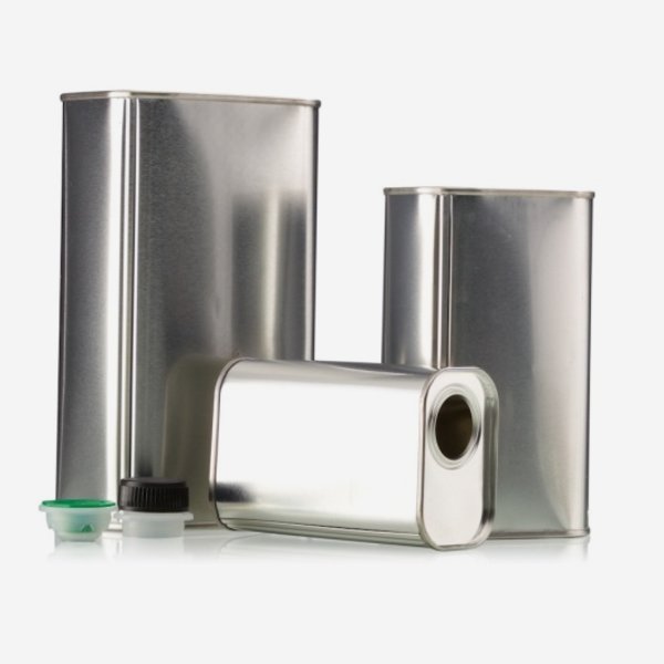 Oil tin 500ml, silver, inside and outside blank