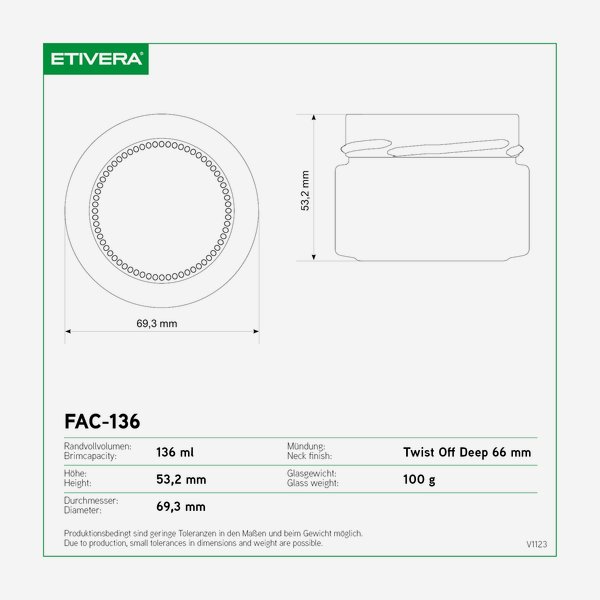 FACTUM Screw jar 136ml, white, mouth: TO66De