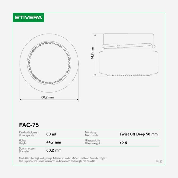 FACTUM Screw jar 75ml, white, mouth: TO58De