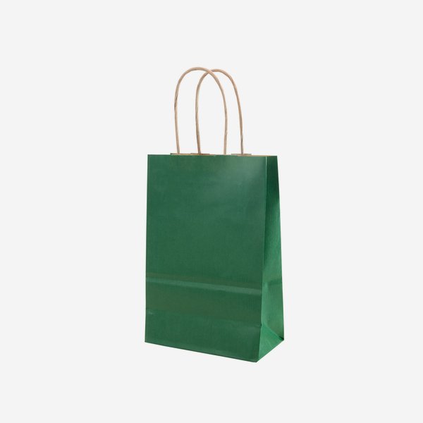 Gift carrier bag, cord handles, green, 140/75/210