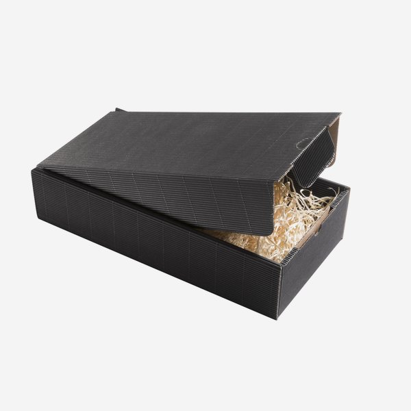 Gift box with open flute, black, 375/170/83