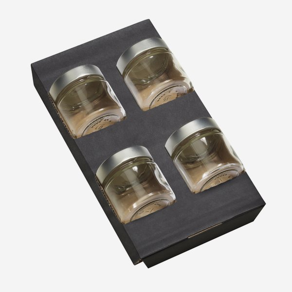 cardboard box insert for 4 Factum Jars Fac-125