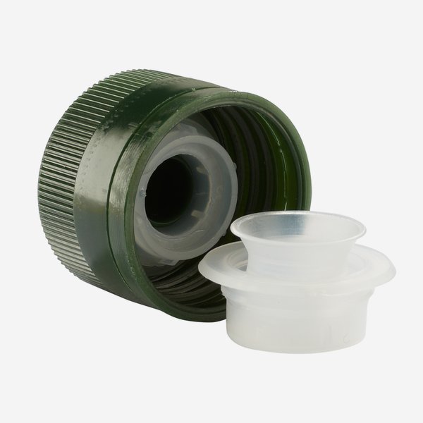 Screw cap with integrated pourer PP 31,5, green