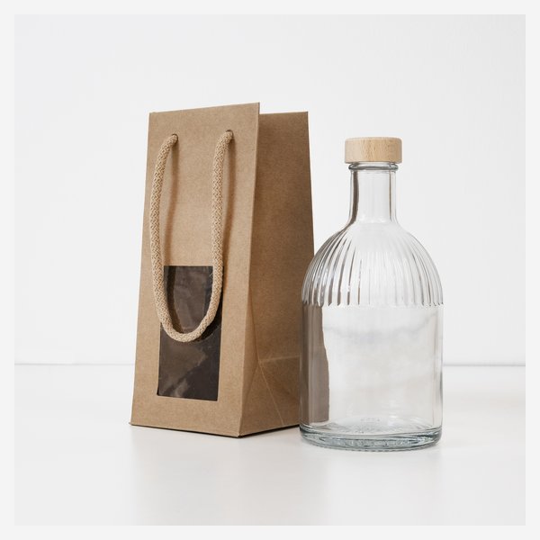 Gift carrier bag, brown, window, TRS-500GPI