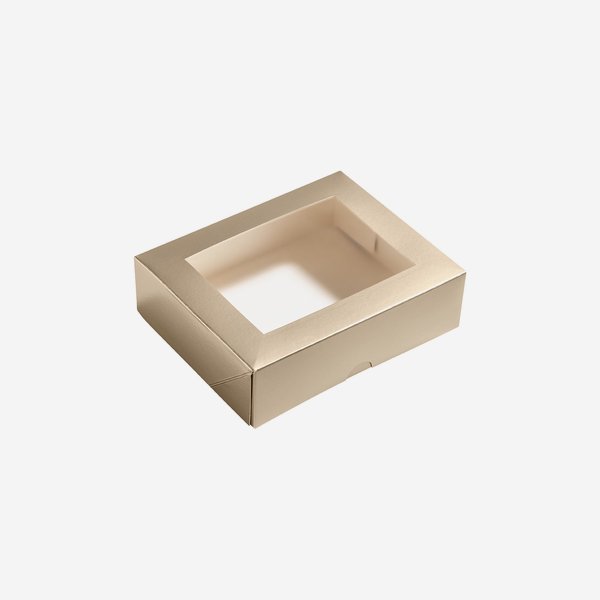 Pastry box small, bronze, window, 160/130/46