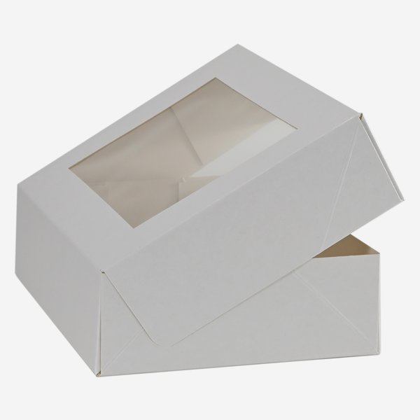 Pastry box small, white, window, 160/130/46