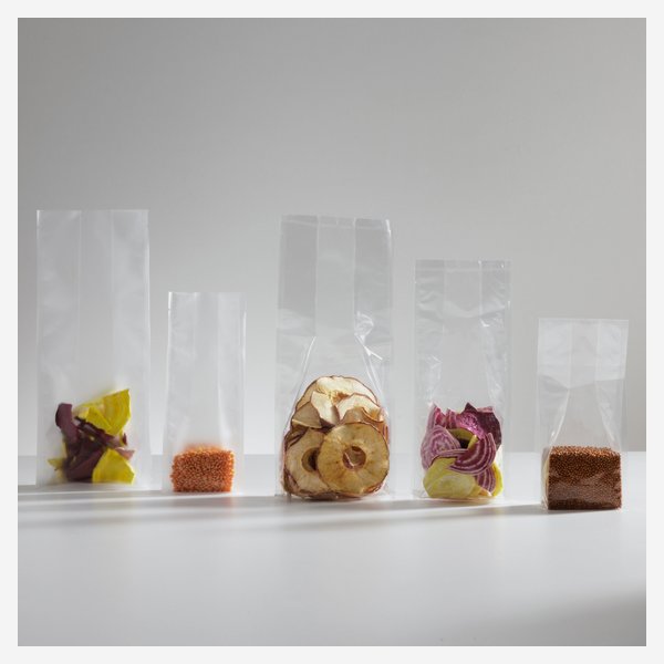 Flat bottom bag, transparent, 80/50/200