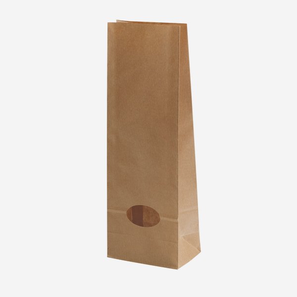 Block bottom bag, brown, window oval, big