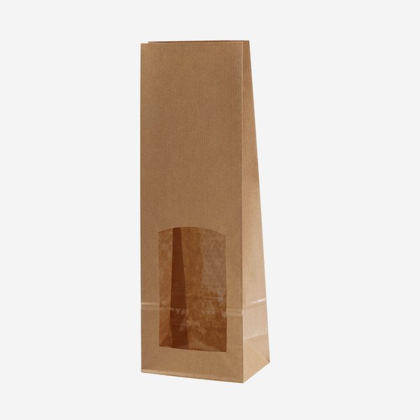 Block bottom bag, brown, window rectangular, big