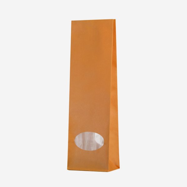 Block bottom bag, orange, window oval, small