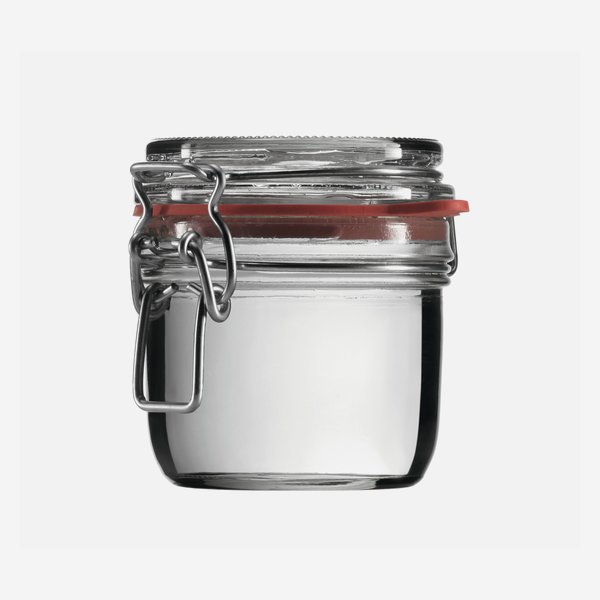 Wire bail jar 255ml, white, round