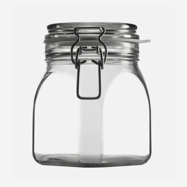 Swing top jar 900ml, white, square