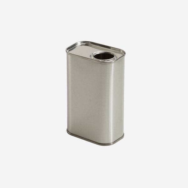 Oil tin 250ml, silver, inside and outside blank