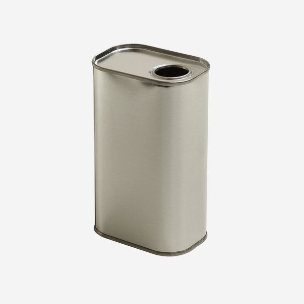 Oil tin 500ml, silver, inside and outside blank