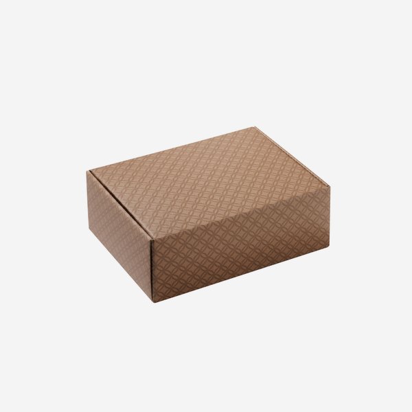 Gift box, brown with structure, 270/200/100
