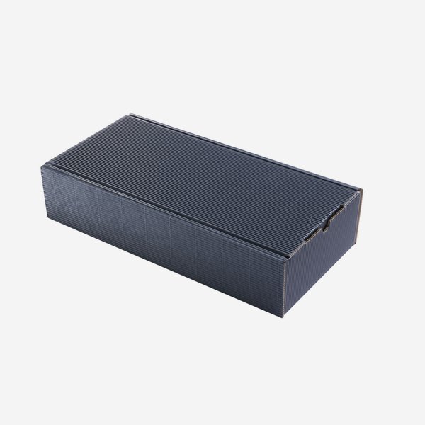 Gift box with open flute, blue, 375/170/83