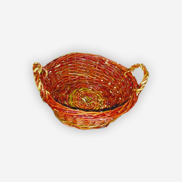 Wicker basket, plaited, round