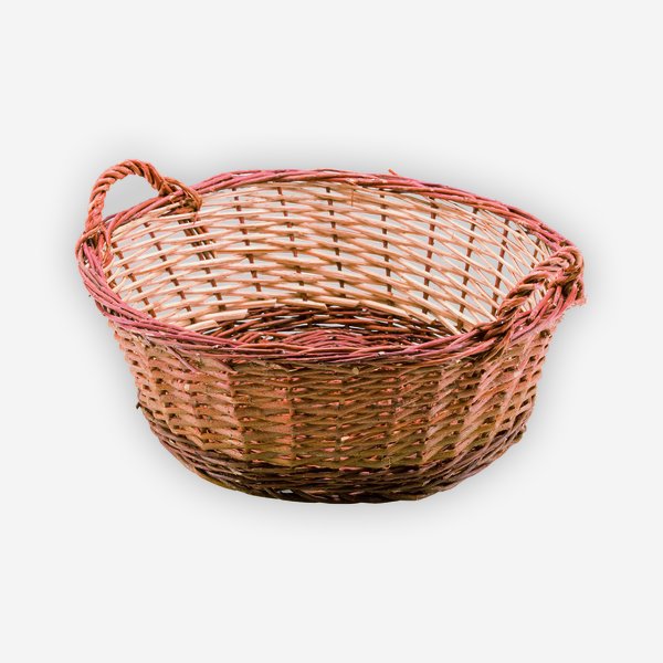 Wicker basket, plaited, round