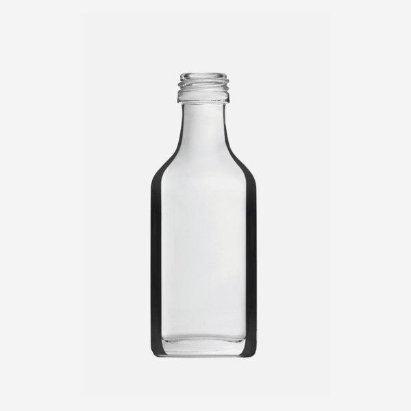 Liquor bottle 20ml, white, square, mouth: PP18