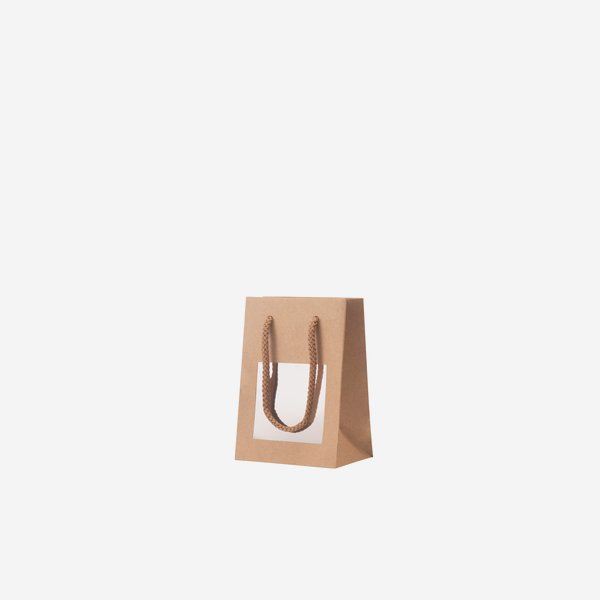 Gift carrier bag, brown, window, 110/65/150