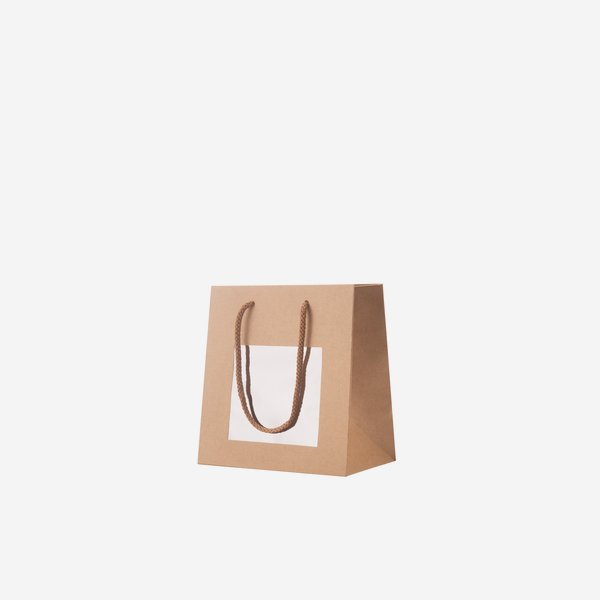 Gift carrier bag, brown, window, 160/80/150