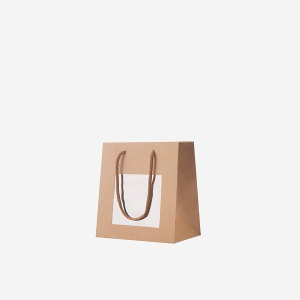 Gift carrier bag, brown, window, 200/120/210