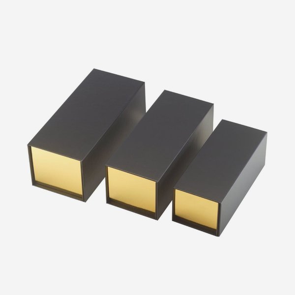 Opal folding box, black-matt, gold-glossy