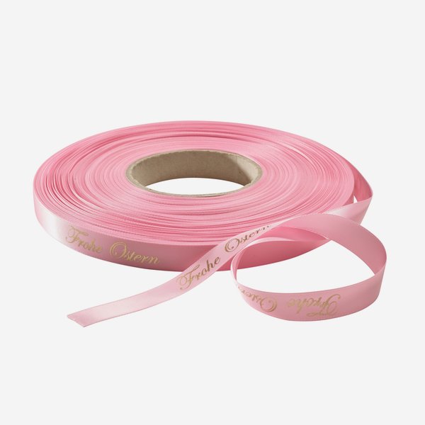 Satin ribbon pink, hot-foil "Frohe Ostern"