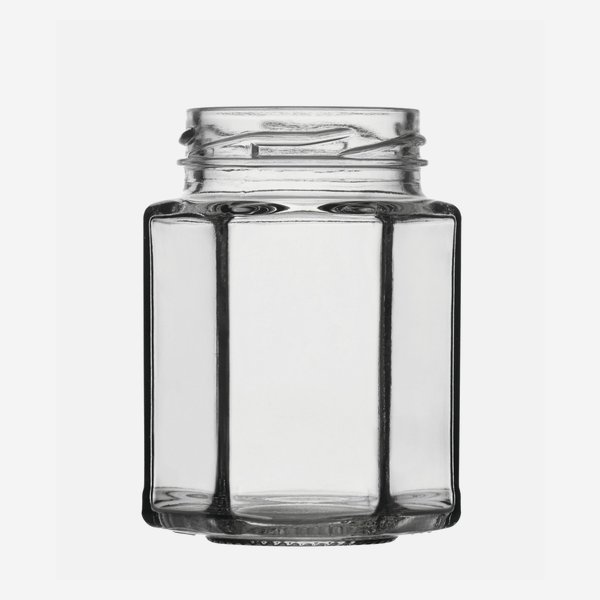 Hexagonal jar 116ml, white, mouth: TO48